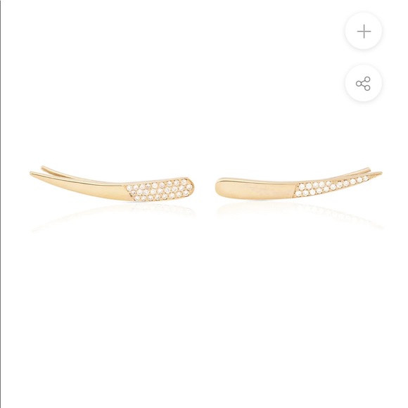 Half Pave Diamond Skimmer Earring - Picture 2 of 7